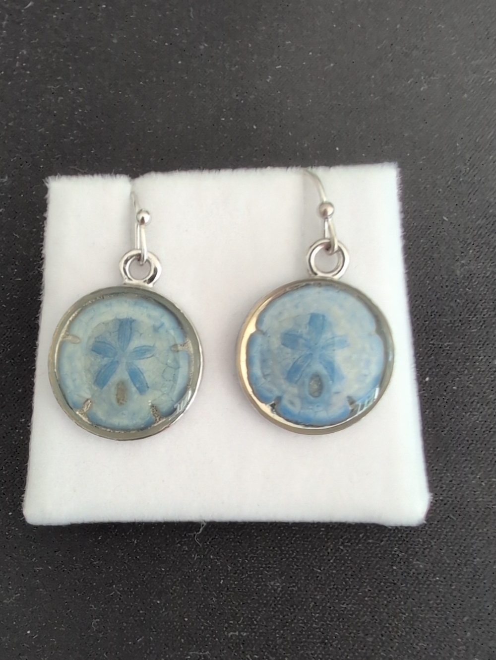 Blue Sand Dollar Drop Earrings